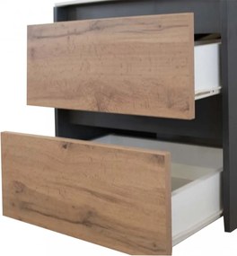 Porto 60 alsó fürdőszoba bútor mosdóval antracit-country tölgy színben