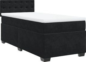 vidaXL fekete bársony rugós ágy matraccal 100 x 200 cm