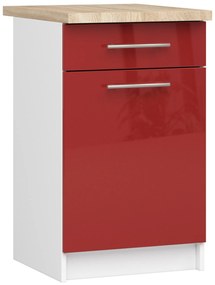 Alsó konyhaszekrény Ozara S50 SZ6 (fehér + fényes piros). Akció -15%. 1071145
