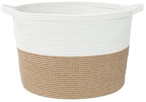 barna-fehér pamut szennyeskosár Ø60 x 36 cm
