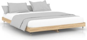 vidaXL sonoma tölgyszínű szerelt fa ágykeret matrac nélkül 200x200 cm