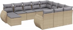 vidaXL 11 részes bézs polyrattan kerti ülőgarnitúra párnákkal