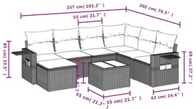 8 részes bézs polyrattan kerti ülőgarnitúra párnával