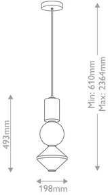 Alora Mood ALM-BIJOU-P3-MB - LED csillár kábelen BIJOU LED/20W/230V 3000K fekete