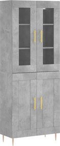 vidaXL betonszürke szerelt fa magasszekrény 69,5 x 34 x 180 cm