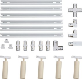 Modern sínrendszer 5 spotlámpával, fehér és bézs színben, 1 fázisú GU10 35mm - Iconic Jeana Luxe