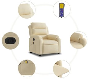 vidaXL krémszínű szövet dönthető elektromos masszázsfotel