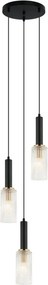 ITALUX PND-43309-3-BK-BR PEROLA Többágú Függesztett Lámpa Fekete, Arany E14 IP20