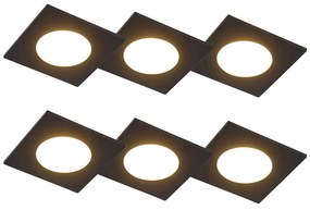 6 db-os beépített spotlámpa készlet fekete LED-del, 3 fokozatú fényerőszabályzóval, IP65 - Simply