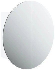 fehér fürdőszobai szekrény kerek tükörrel/LED-del 47x47x17,5 cm