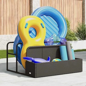 fekete polyrattan medence melletti úszótároló 110x100x57 cm