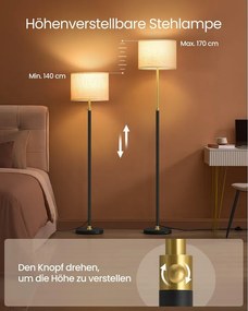 VASAGLE modern olvasólámpa lábkapcsolóval és LED izzóval, arany-fekete