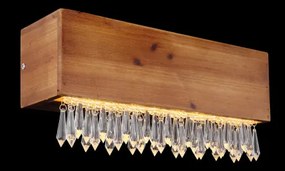 Globo 15554W Falilámpa fekete fém váz, barna fa test, opál akril búra, benne akril-kristály dekorral. SZxM:370x170, AL:110, inkl. 1xLED 12W 230V, 430lm 3000K