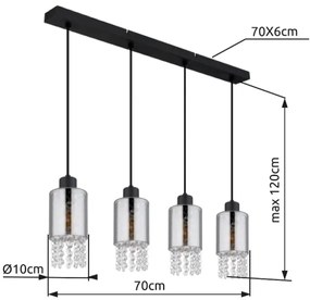 Globo 15799-4H - Csillár zsinóron BACKEY 4xE27/40W/230V fekete
