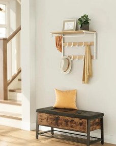 Fali ruhafogas polccal, tölgy szín–fehér