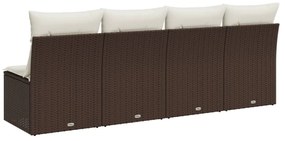 vidaXL 4 személyes barna polyrattan kerti kanapé párnával