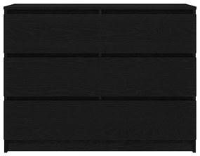 fekete tölgy szerelt fa tálalószekrény 100x35x76 cm