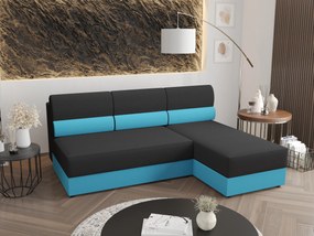 Sarok ülőgarnitúra Radiant L1 (fekete + türkiz) (J). 1057436