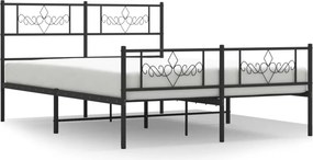 vidaXL fekete fém ágykeret fej- és lábtámlával 120 x 200 cm