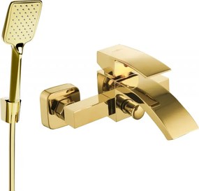 Mexen Libra R62 kádtöltő csaptelep zuhanyszettel, arany - 74513R62-50