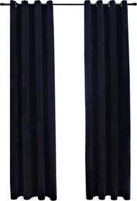 vidaXL 2 db fekete bársony sötétítőfüggöny gyűrűkkel 140 x 245 cm