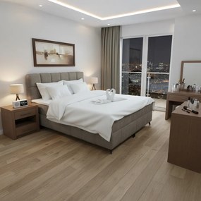 Boxspring ágy, 160x200, barnásszürke taupe, ALMA