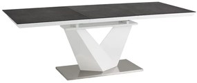 Asztal Alaras II  fekete kő hatású / fehér lakkozott 120(180)X80