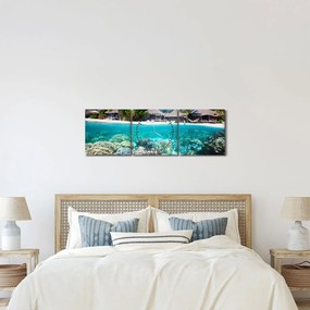Tengerpart a trópusi szigeten képe (órával) (90x30 cm)