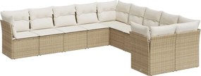 vidaXL 10 részes bézs polyrattan kerti ülőgarnitúra párnával