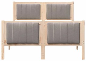 Ágykeret fejtámlával Barna és taupe 120 x 200 cm Tömör fenyőfa