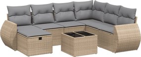 vidaXL 8 részes vegyes bézs polyrattan kerti ülőgarnitúra párnákkal
