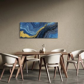 Kép - Kék-arany absztrakció (120x50 cm)