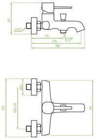 Laveo Pola, falra szerelhető kádcsaptelep, arany matt, LAV-BAP_G10B