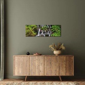 Egy kép a vízesésekről egy trópusi erdőben (órával) (90x30 cm)