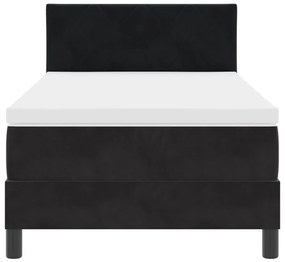 Boxspring Ágy Matraccal és LED Fekete 90x200 cm Bársony