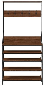 barna tölgy ruhafogas cipőpolccal 90x34x184 cm