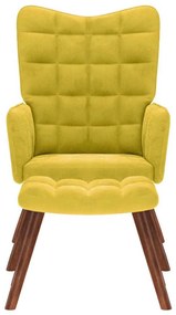 sárga bársony pihenőfotel zsámolynal