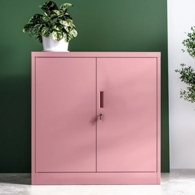 Alacsony fém irattartó szekrény BEATA, 900 x 930 x 400 mm, Fresh Style: púderrózsaszín