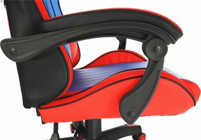 Irodai/gamer szék, kék/piros, SPIDEX NEW