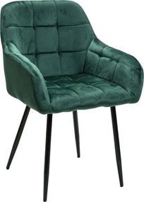 Sötétzöld MARLEN VELVET étkezőszék fekete lábakkal
