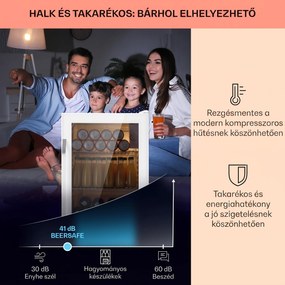 Klarstein Beersafe XXL Quartz, hűtőszekrény, E energiahatékonysági osztály, 3 fém polc, panoráma üvegajtó