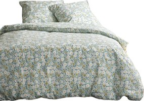 Pamut Ágyneműhuzat Zöld Virágos Paplan 2 Párna 220 X 240 CM Gombok