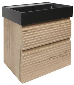 Naturel Savona Fürdőszobaszekrény mosdóval, 2 fiókos 58x53x44,8 cm matt Halifax tölgy SAVONA260DHSATC