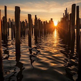 Poszter 30x30cm Naplemente a cölöpöknél