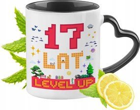 Születésnapra 17 17-es Fekete Bögre Szív Alakú Füllel Ajándék