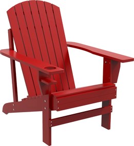 Outsunny Adirondack Kerti Szék Pohártartóval Napozó Erkély Szék Szilárd Fa Piros 72 x 94 x 93 cm | Aosom