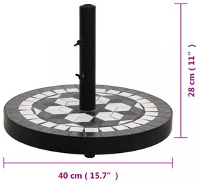 fekete és fehér kerek napernyő talp 12 kg