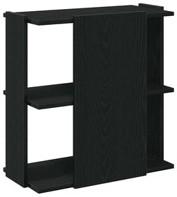 3 szintes fekete szerelt fa könyvespolc 60x30x60 cm