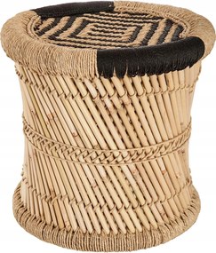 2 db-os dohányzóasztal szett Corde Black fekete bézs kerek fonott fa