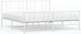 vidaXL fehér fém ágykeret fej- és lábtámlával 200x200 cm